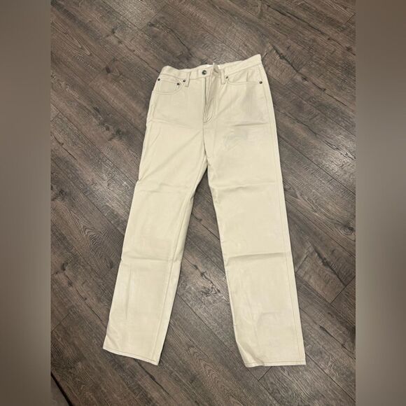 Agolde Beige Recycled Leather 90's Pinch Waist Pants - Picture 3 of 6